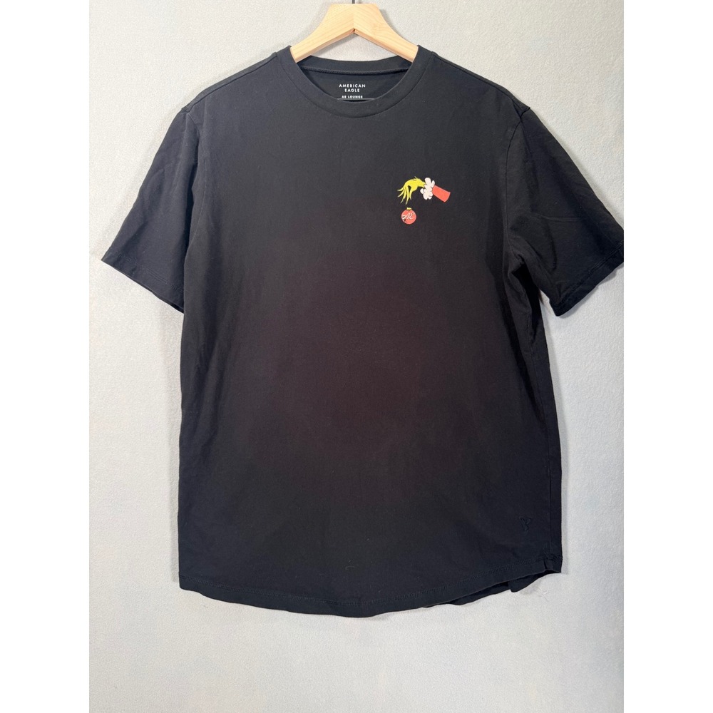 American Eagle AE Lounge Dr Seuss The Grinch Black Graphic Tee Shirt Womens M